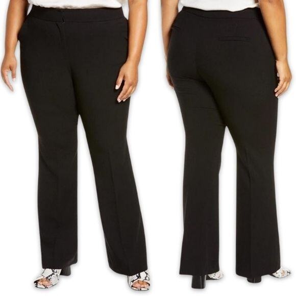 Halogen Slacks High Waisted Elastic Waistband Viscose Fabric Black W US 22 NWOT - Picture 1 of 9